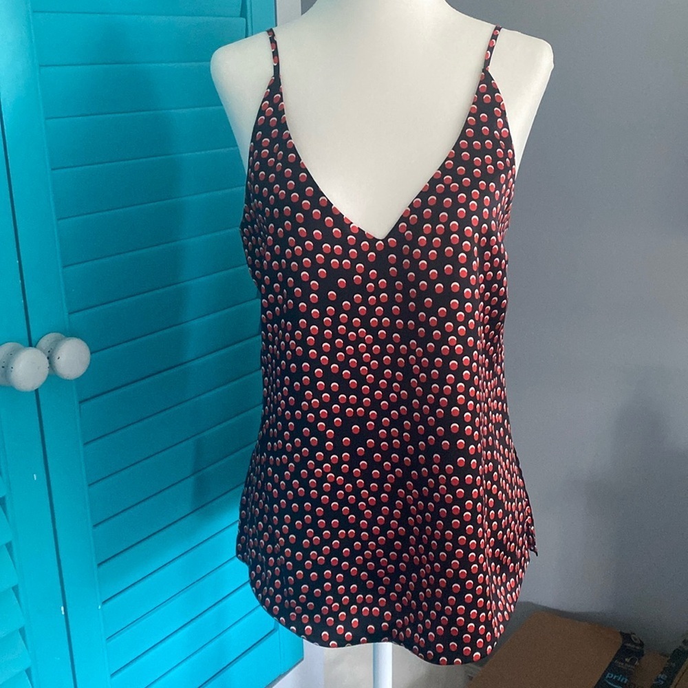 L'AGENCE Womens Gabriella Cami Tank Top Sleeveless Dotted Silk Red Size XS